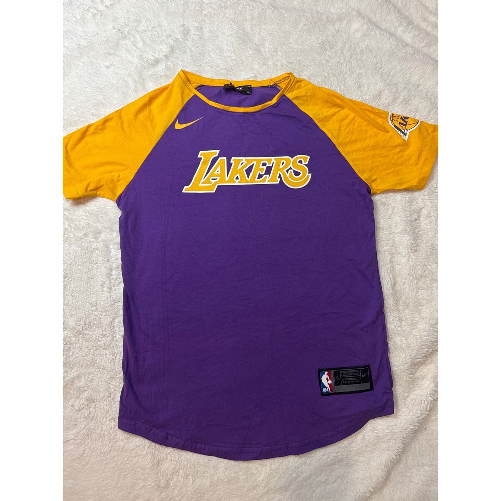 Nike Lakers T-Shirt Mens Small Purple Gold Excellent Raglan NBA Basketball